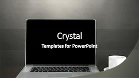  Presentation with ict modern laptop - Slide deck enhanced with cualite - modern laptop on table background and a black colored foreground