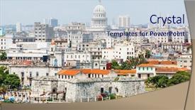  Presentation with old buildings - Presentation design consisting of cuba - city of havana including background and a sky blue colored foreground