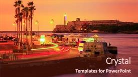  Presentation with cuba - PPT theme having cuba - colorful sunset in havana background and a tawny brown colored foreground
