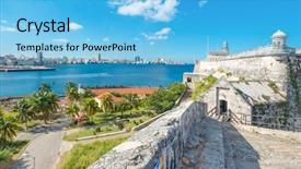  Presentation with skyline - Amazing slides having cuba - fortress of el morro backdrop and a light blue colored foreground