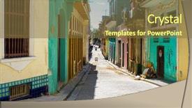  Presentation with old buildings - Colorful slide set enhanced with cuba - narrow street sidelined by colorful backdrop and a tawny brown colored foreground