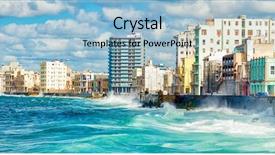  Presentation with cuba - Audience pleasing PPT theme consisting of cuba - skyline of havana backdrop and a light blue colored foreground