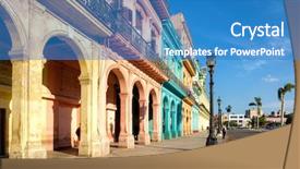  Presentation with capitol - PPT layouts featuring cuba - street scene with colorful buildings background and a teal colored foreground
