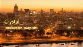  Presentation with sunset - Slide deck having cuba - sunset in old havana background and a tawny brown colored foreground