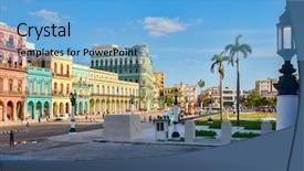  Presentation with urban buildings - Colorful presentation design enhanced with cuba - urban scene with colorful buildings backdrop and a light blue colored foreground
