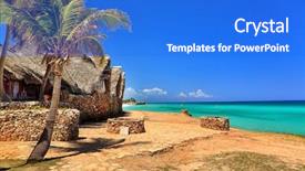  Presentation with atlantic - Presentation theme having cuba - view from the coast background and a cobalt blue colored foreground