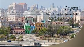  Presentation with old buildings - Slides consisting of cuba - view of old havana background and a light blue colored foreground