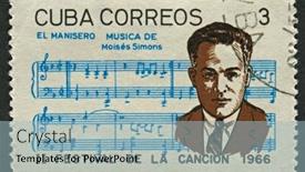  Presentation with orchestra - Presentation design with cuba-circa-1966-a-stamp background and a light blue colored foreground