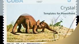  Presentation with dinosaur - PPT layouts with cuba-circa-1987-a-stamp background and a sky blue colored foreground