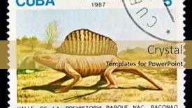  Presentation with dinosaur - Theme having cuba-circa-1987-a-stamp background and a yellow colored foreground