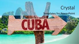  Presentation with teal beach wood - Amazing slide deck having cuba wooden sign with beach backdrop and a arctic colored foreground