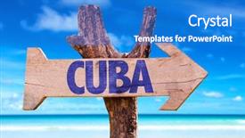  Presentation with cuba - Slide set with cuba wooden sign with beach background and a cobalt blue colored foreground
