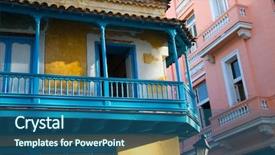  Presentation with blue yellow - PPT layouts having cuba yellow and blue building background and a ocean colored foreground