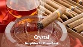  Presentation with cuban - Audience pleasing PPT theme consisting of cuban cigar and liquor over the ash tray backdrop and a red colored foreground