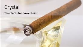  Presentation with cuban - Slide deck having cuban cigar in ashtray background and a soft green colored foreground