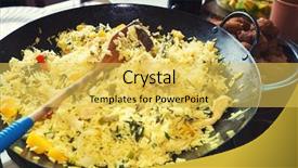  Presentation with cuban - Slide deck with cuban paella - traditional rice dish background and a yellow colored foreground