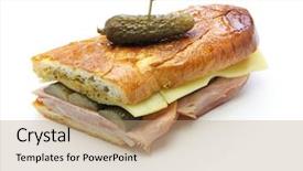  Presentation with cuban - Audience pleasing presentation consisting of cuban sandwich cuban mix ham backdrop and a coral colored foreground