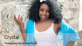  Presentation with black woman - Audience pleasing PPT theme consisting of cuban woman wearing a traditional backdrop and a soft green colored foreground