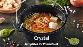  Presentation with meat poultry - Audience pleasing slide deck consisting of cube - traditional asian soup noodles backdrop and a black colored foreground