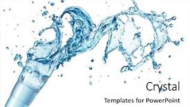  Presentation with blue water splash isolated - Theme enhanced with blue water splash in glass isolated on white background background and a white colored foreground