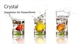  Presentation with citrus - Amazing slide set having drinks with splashing citrus fruits backdrop and a white colored foreground