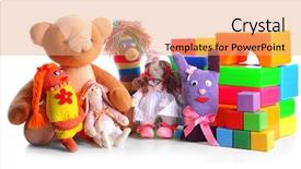  Presentation with pile - Colorful presentation design enhanced with cube free - pile of toys isolated backdrop and a coral colored foreground