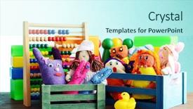  Presentation with pile - Presentation theme consisting of cube free - pile of toys on blue background and a cool aqua colored foreground