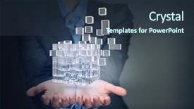  Presentation with cube - PPT theme consisting of cube in male hand mixed media background and a tawny brown colored foreground