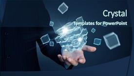  Presentation with cube - Presentation consisting of cube in male hand mixed media background and a ocean colored foreground