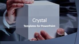  Presentation with cube - Colorful presentation design enhanced with cube in the male hands backdrop and a seafoam green colored foreground