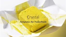  Presentation with cube - Audience pleasing theme consisting of cube-of-dehydrated-chicken-based backdrop and a yellow colored foreground