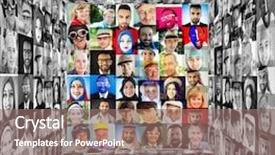  Presentation with people collage - Theme consisting of cube of people faces collage background and a violet colored foreground