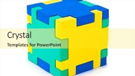  Presentation with cube - Presentation theme enhanced with cube puzzle isolated on white background and a yellow colored foreground