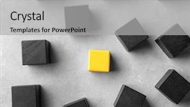  Presentation with pencils blue one yellow - Presentation design with cube standing out from others background and a light gray colored foreground