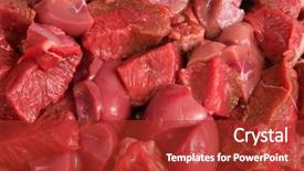  Presentation with kidney - PPT theme consisting of cubed steak and chopped kidney background and a red colored foreground