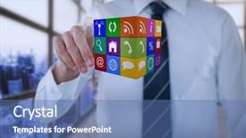  Presentation with cube - Amazing theme having cubes achivement - midsection of man pointing cube backdrop and a ocean colored foreground