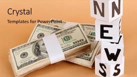  Presentation with news paper - PPT theme having cubes labeled news with money background and a  colored foreground
