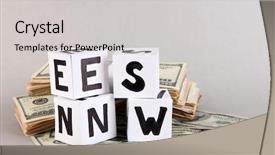  Presentation with news paper - Presentation theme enhanced with cubes labeled news with money background and a light gray colored foreground