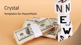  Presentation with news paper - Slide set consisting of cubes labeled news with money background and a lemonade colored foreground