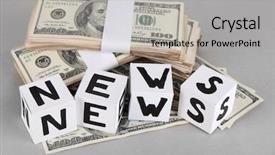  Presentation with news paper - Theme having cubes labeled news with money background and a light gray colored foreground
