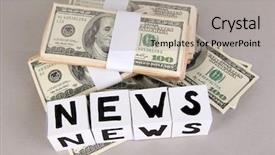  Presentation with news paper - Slide set featuring cubes labeled news with money background and a light gray colored foreground