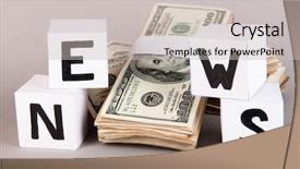  Presentation with news paper - PPT layouts with cubes labeled news with money background and a light gray colored foreground