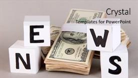  Presentation with news paper - PPT theme featuring cubes labeled news with money background and a light gray colored foreground