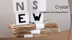  Presentation with news paper - Presentation design consisting of cubes labeled news with money background and a  colored foreground