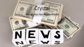  Presentation with news paper - Slide deck featuring cubes labeled news with money background and a mint green colored foreground