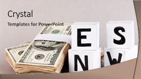  Presentation with news paper - Colorful presentation enhanced with cubes labeled news with money backdrop and a light gray colored foreground