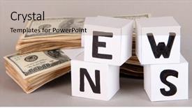  Presentation with news paper - Beautiful presentation design featuring cubes labeled news with money backdrop and a mint green colored foreground