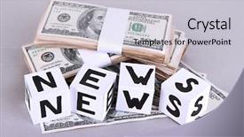  Presentation with news paper - Amazing slide deck having cubes labeled news with money backdrop and a lemonade colored foreground