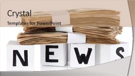  Presentation with news paper - Colorful presentation theme enhanced with cubes labeled news with money backdrop and a coral colored foreground