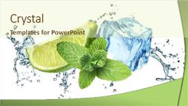  Presentation with water on leaf - Cool new slide deck with cubes mint leaves water splash backdrop and a soft green colored foreground
